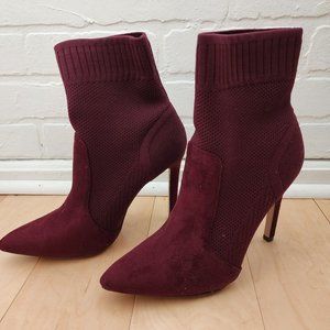 High heel burgundy boots
